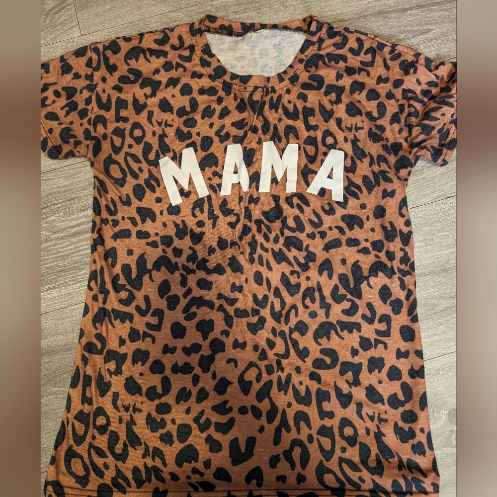 Mama, leopard, super soft, T-shirt, small